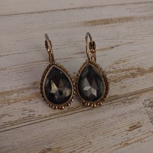 Smokey grey gemstone earrings.